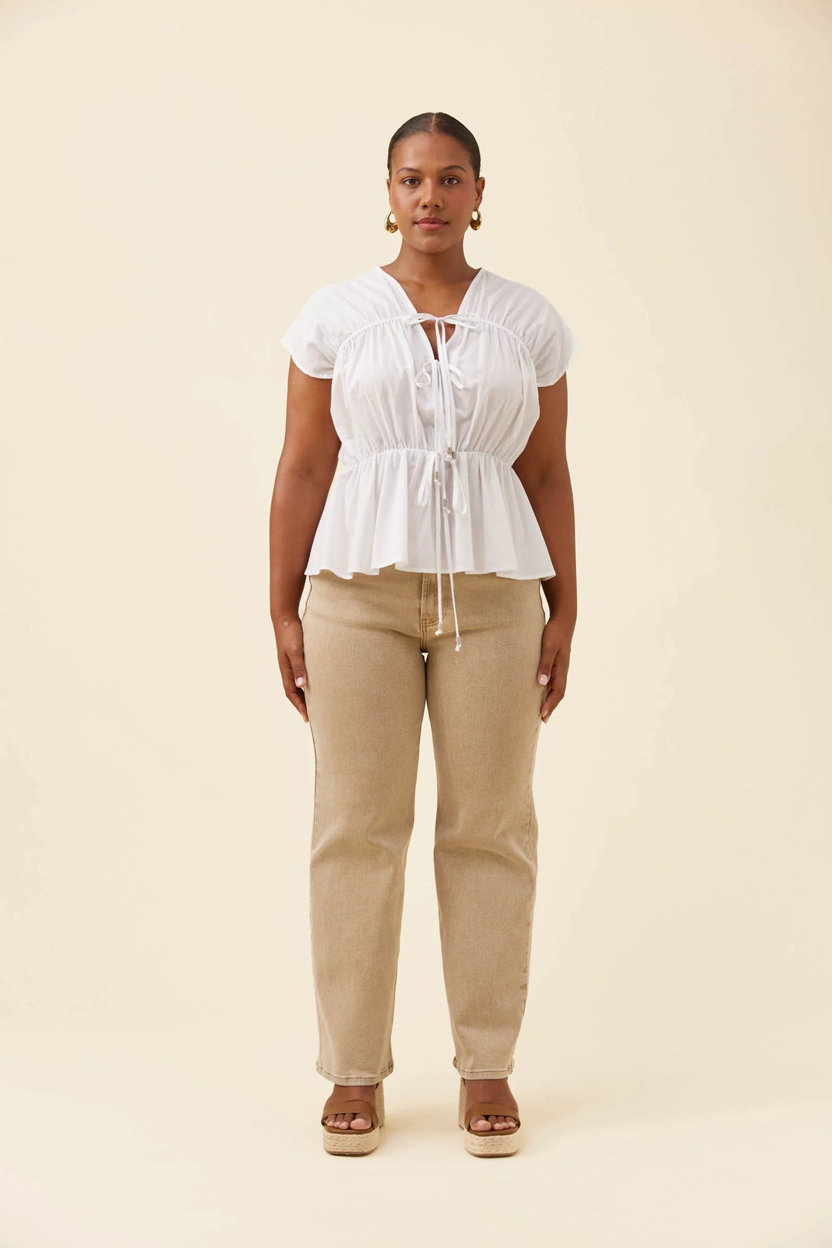 ISLE OF MINE - Rosa Tie Top - White