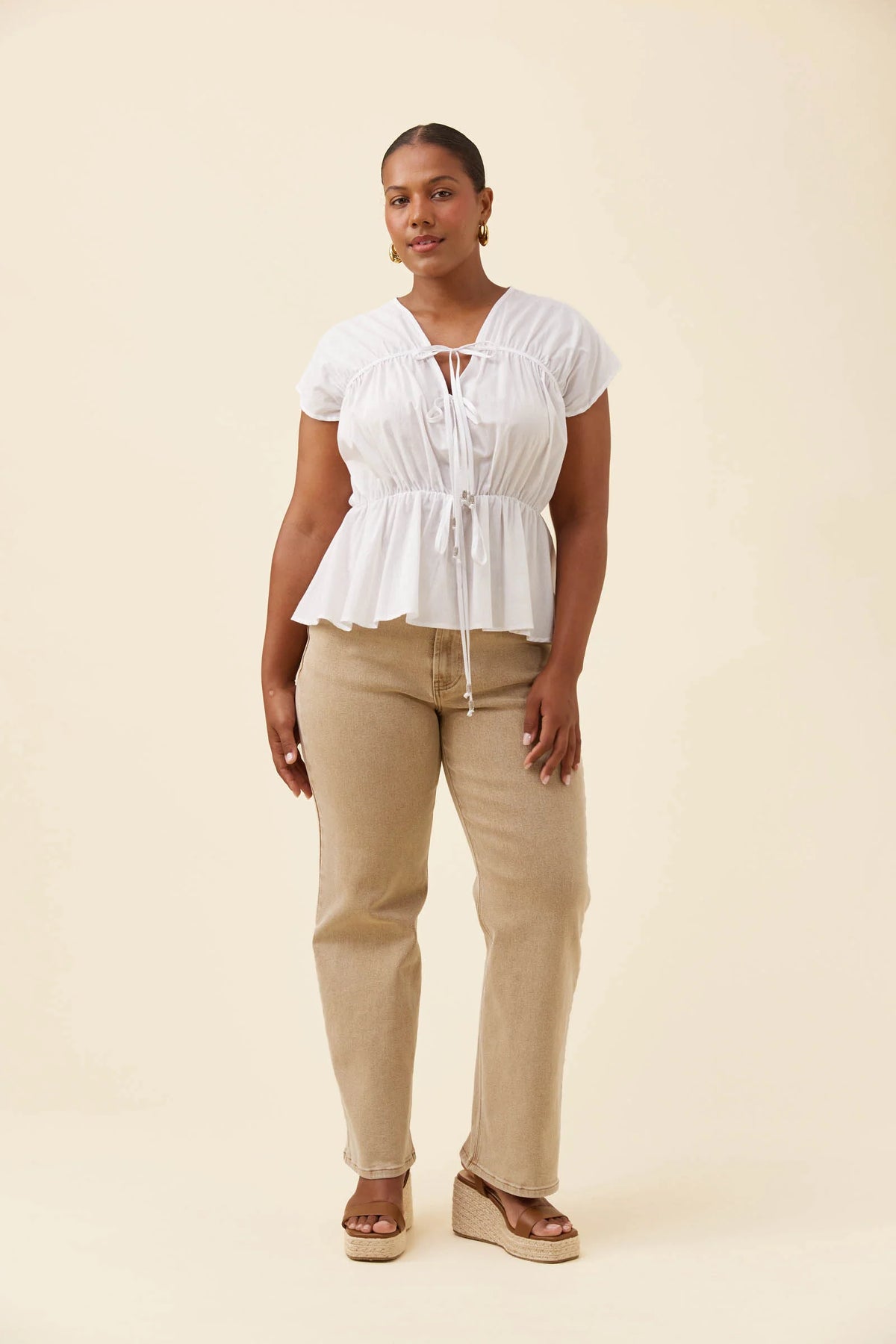 ISLE OF MINE - Rosa Tie Top - White