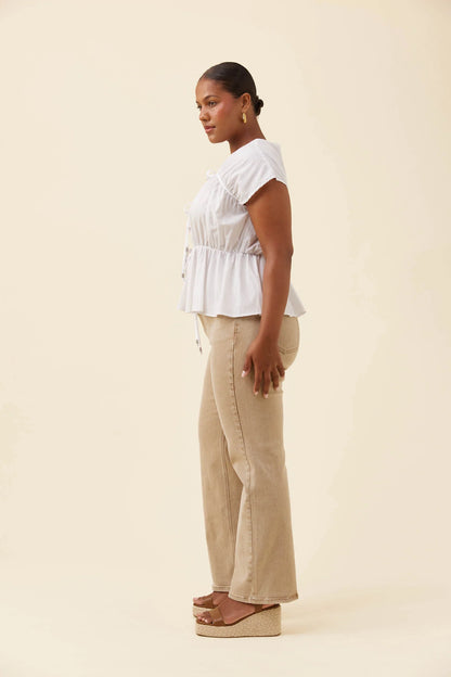 ISLE OF MINE - Rosa Tie Top - White