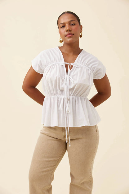 ISLE OF MINE - Rosa Tie Top - White