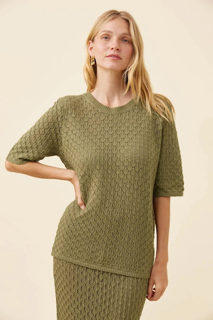 ISLE OF MINE - Mia Knit Tshirt - Sage