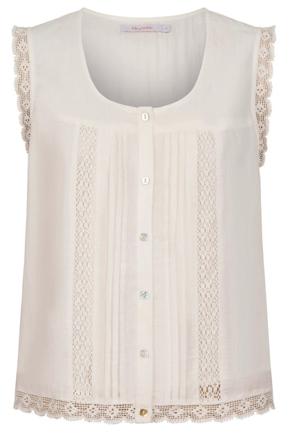 ISLE OF MINE - Frances Button Tank - White