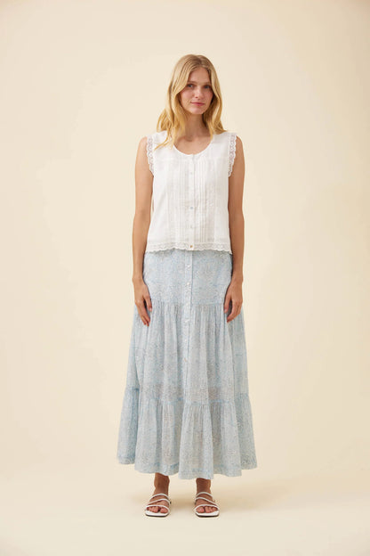 ISLE OF MINE - Frances Button Tank - White