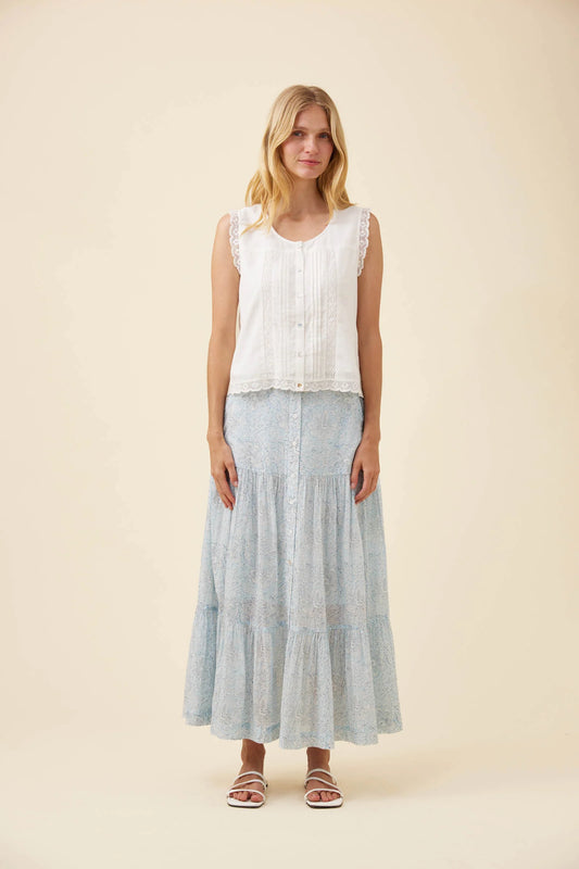 ISLE OF MINE - Frances Button Tank - White