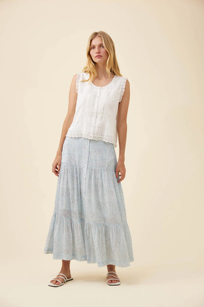 ISLE OF MINE - Frances Button Tank - White