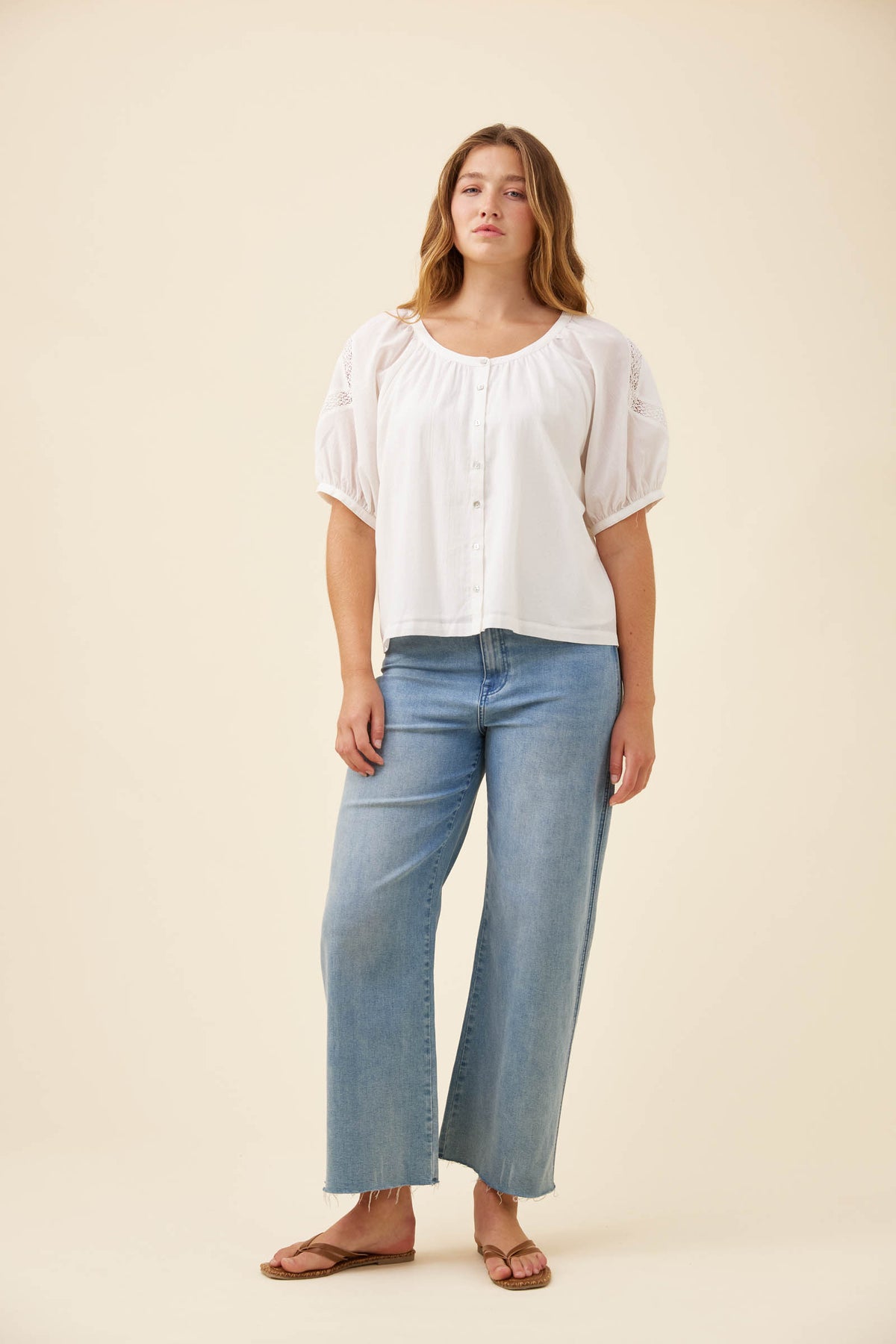 ISLE OF MINE - Frances Button Top - White