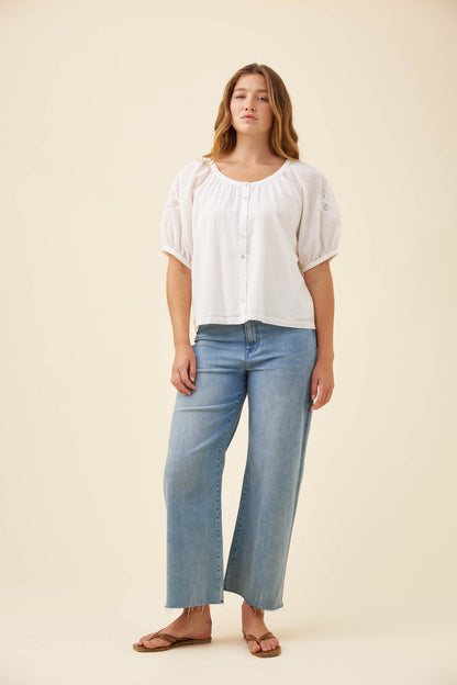 ISLE OF MINE - Frances Button Top - White
