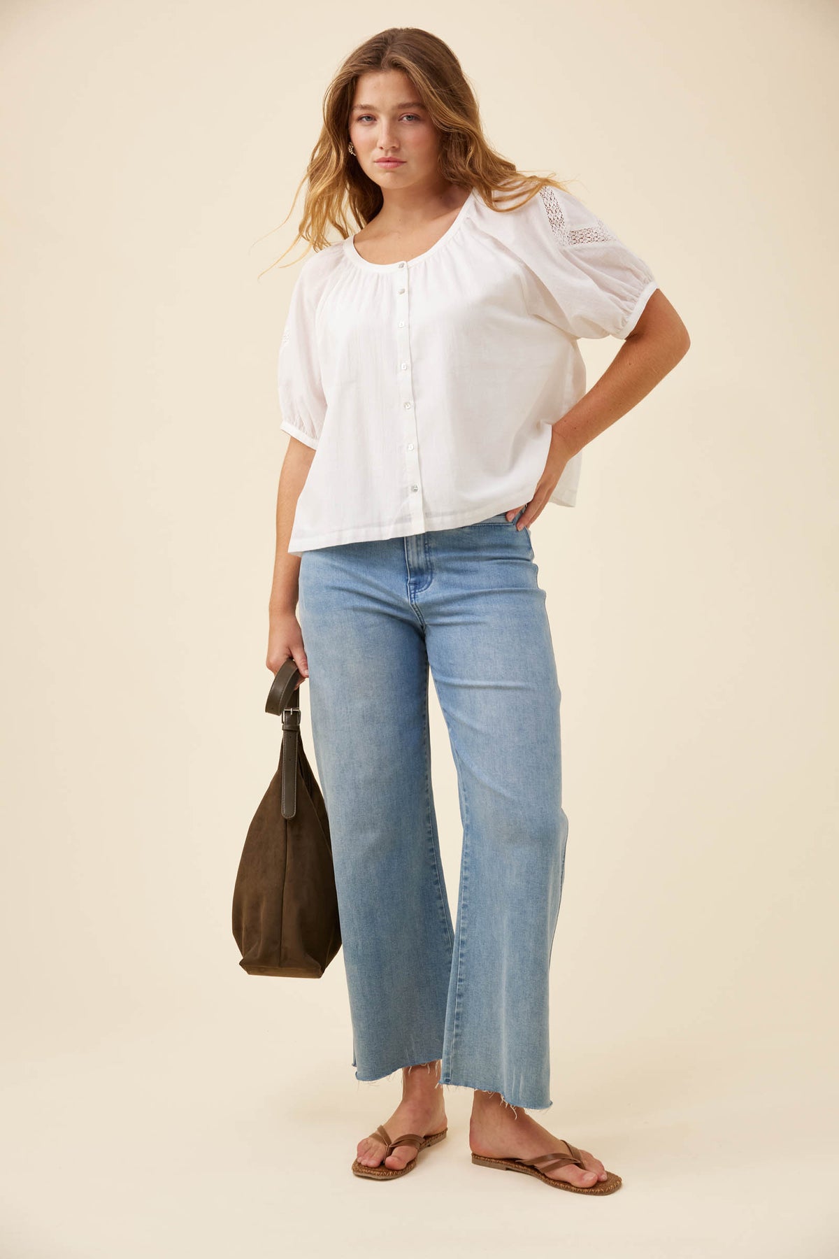 ISLE OF MINE - Frances Button Top - White