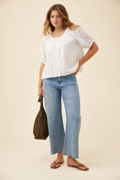 ISLE OF MINE - Frances Button Top - White