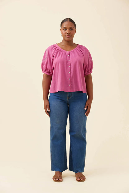 ISLE OF MINE - Frances Button Top - Magenta