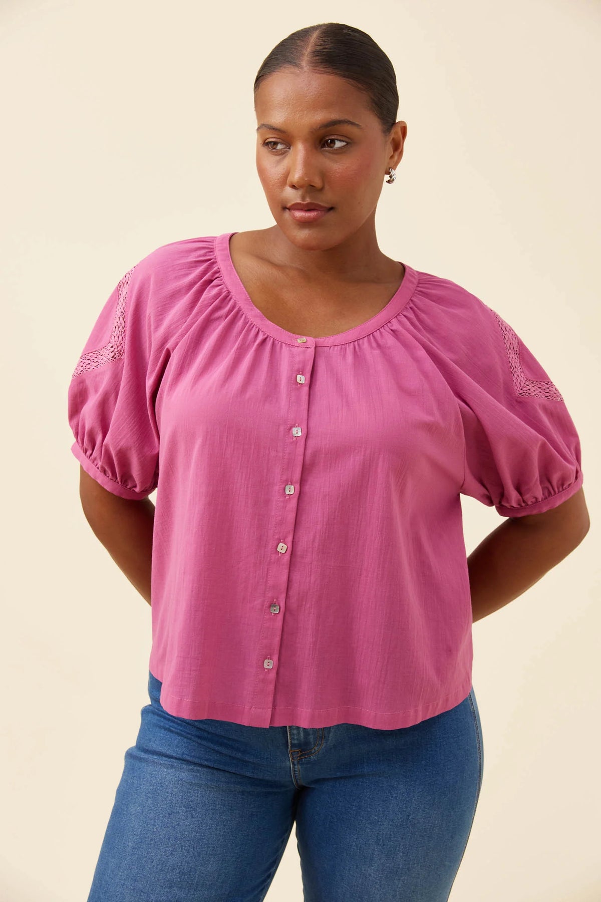 ISLE OF MINE - Frances Button Top - Magenta