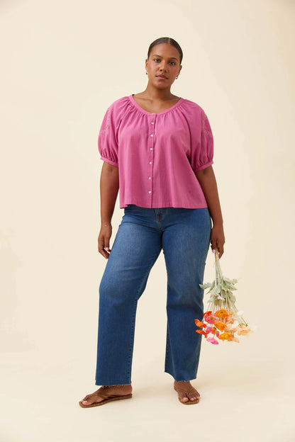ISLE OF MINE - Frances Button Top - Magenta
