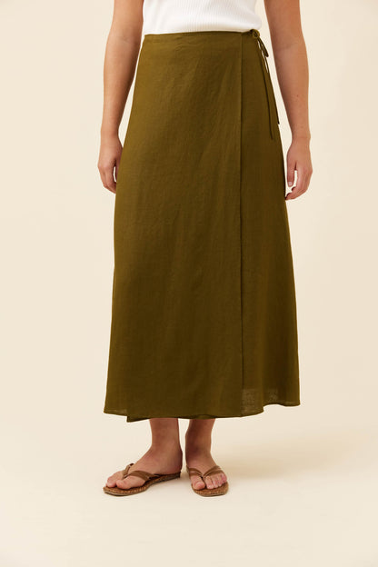 ISLE OF MINE - Anita Wrap Skirt - Olive