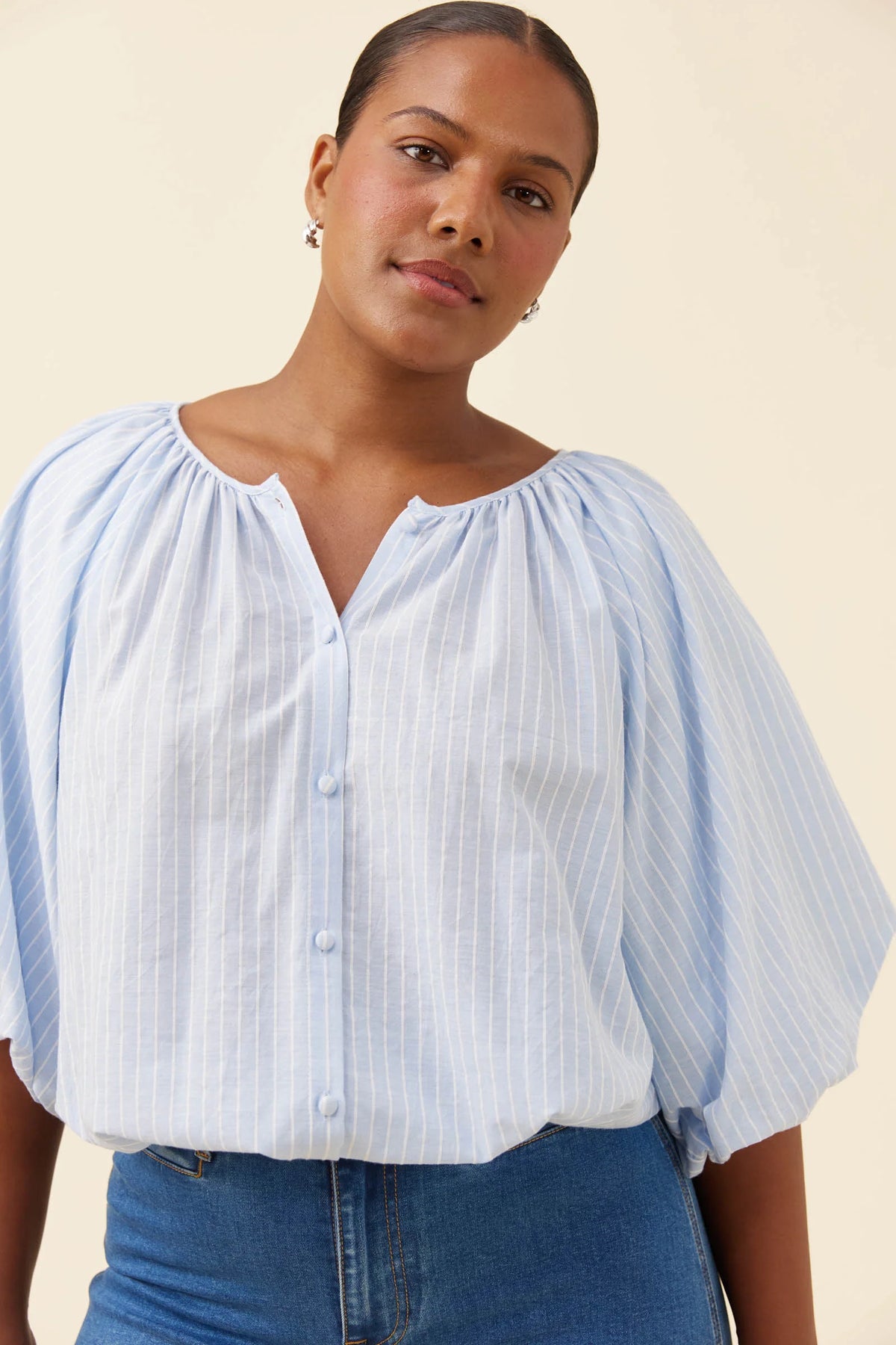 ISLE OF MINE - Lyndell Drawstring Top - Light Blue