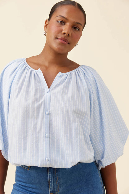 ISLE OF MINE - Lyndell Drawstring Top - Light Blue
