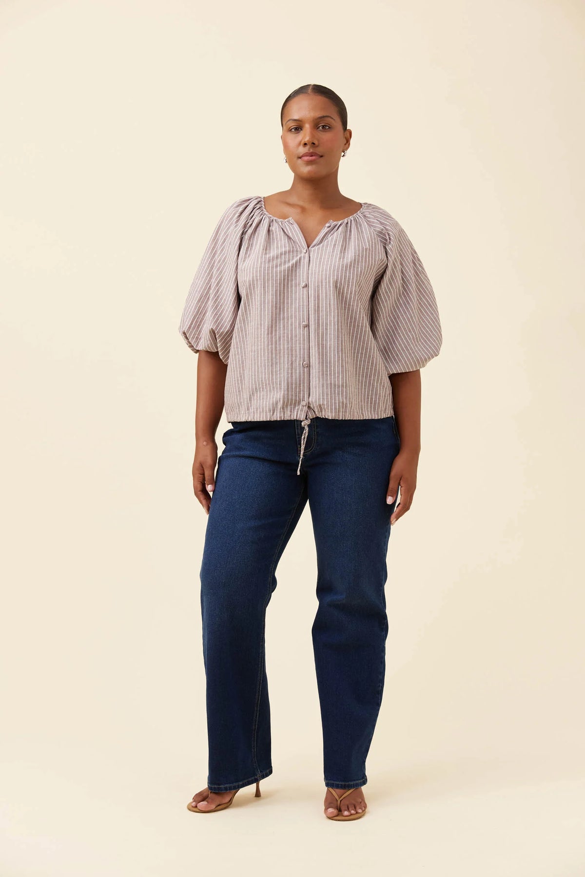 ISLE OF MINE - Lyndell Drawstring Top - Taupe