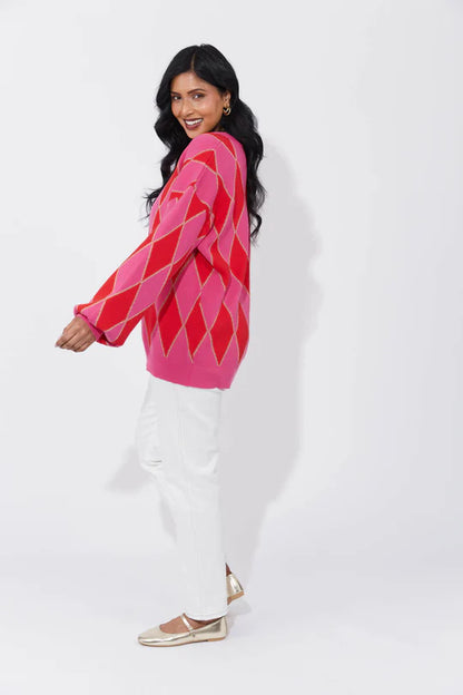 Haven - Casablanca Lurex Jumper - Chilli/Pink