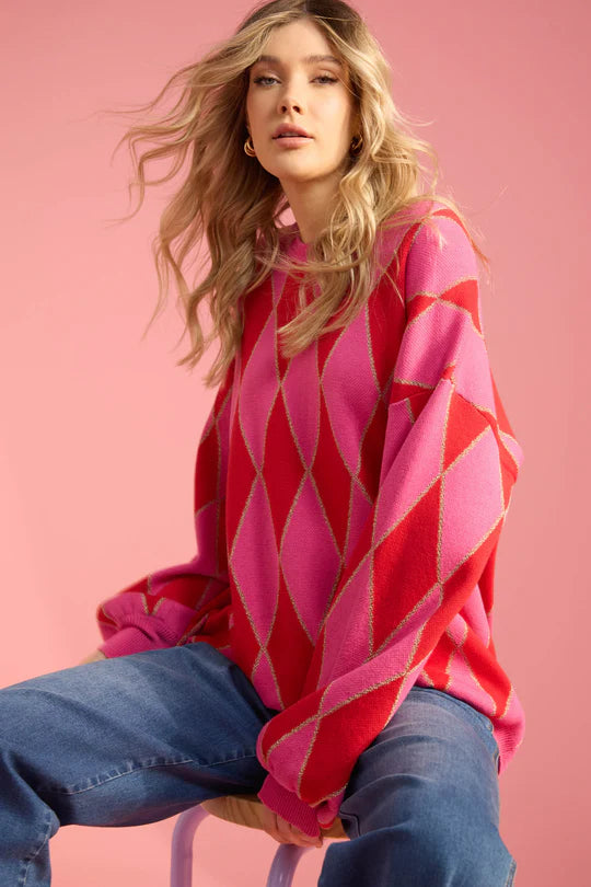 Haven - Casablanca Lurex Jumper - Chilli/Pink