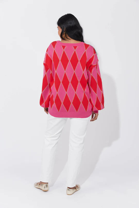 Haven - Casablanca Lurex Jumper - Chilli/Pink