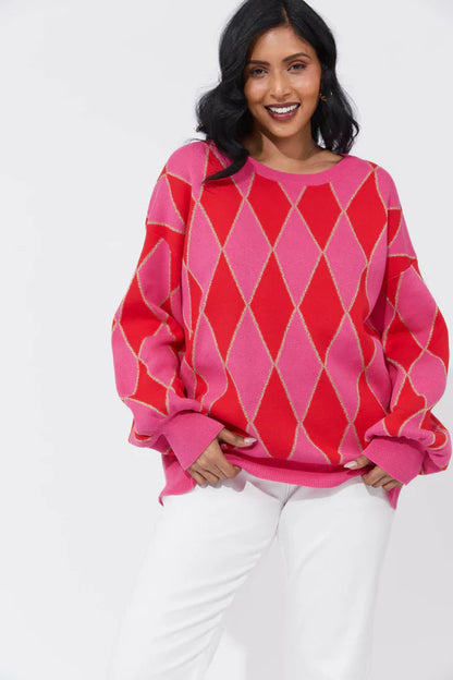 Haven - Casablanca Lurex Jumper - Chilli/Pink