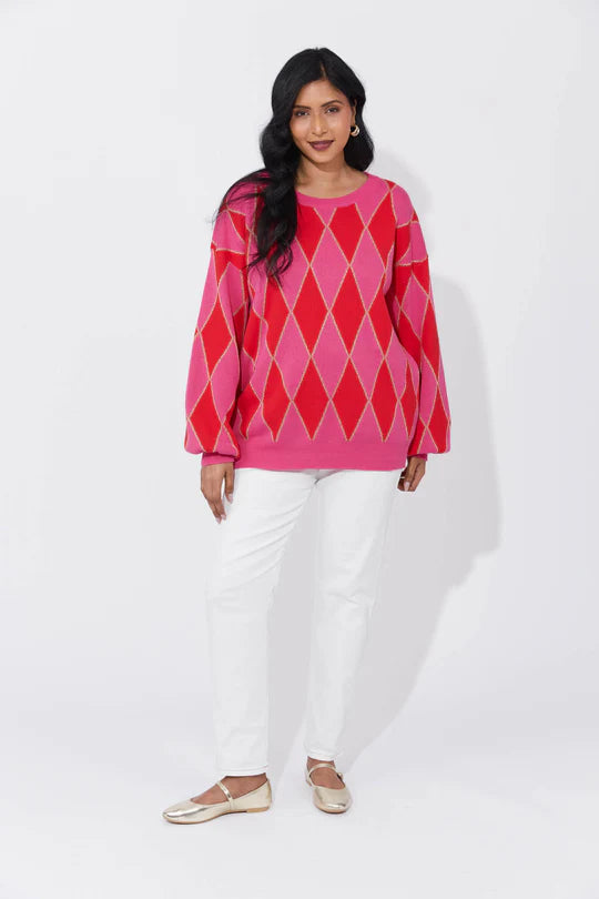Haven - Casablanca Lurex Jumper - Chilli/Pink