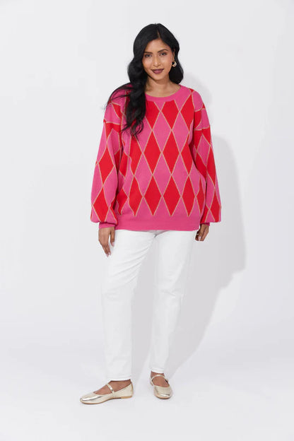 Haven - Casablanca Lurex Jumper - Chilli/Pink