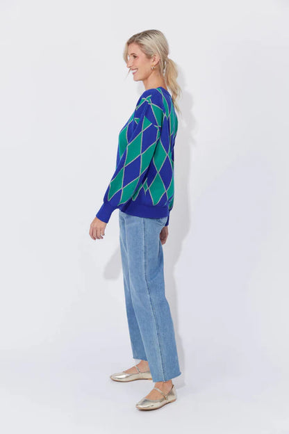 Haven - Casablanca Lurex Jumper - Blue/Oasis