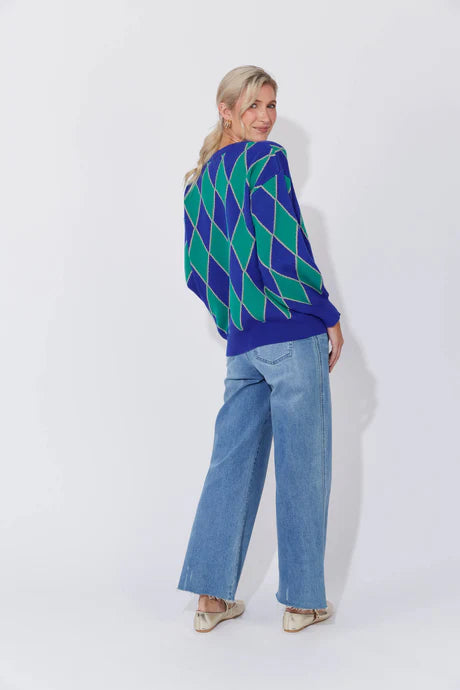 Haven - Casablanca Lurex Jumper - Blue/Oasis