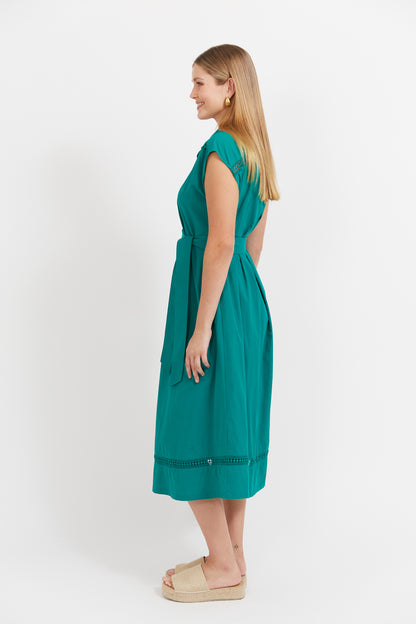 Haven - Santos Sleeveless Shirt Dress - Teal