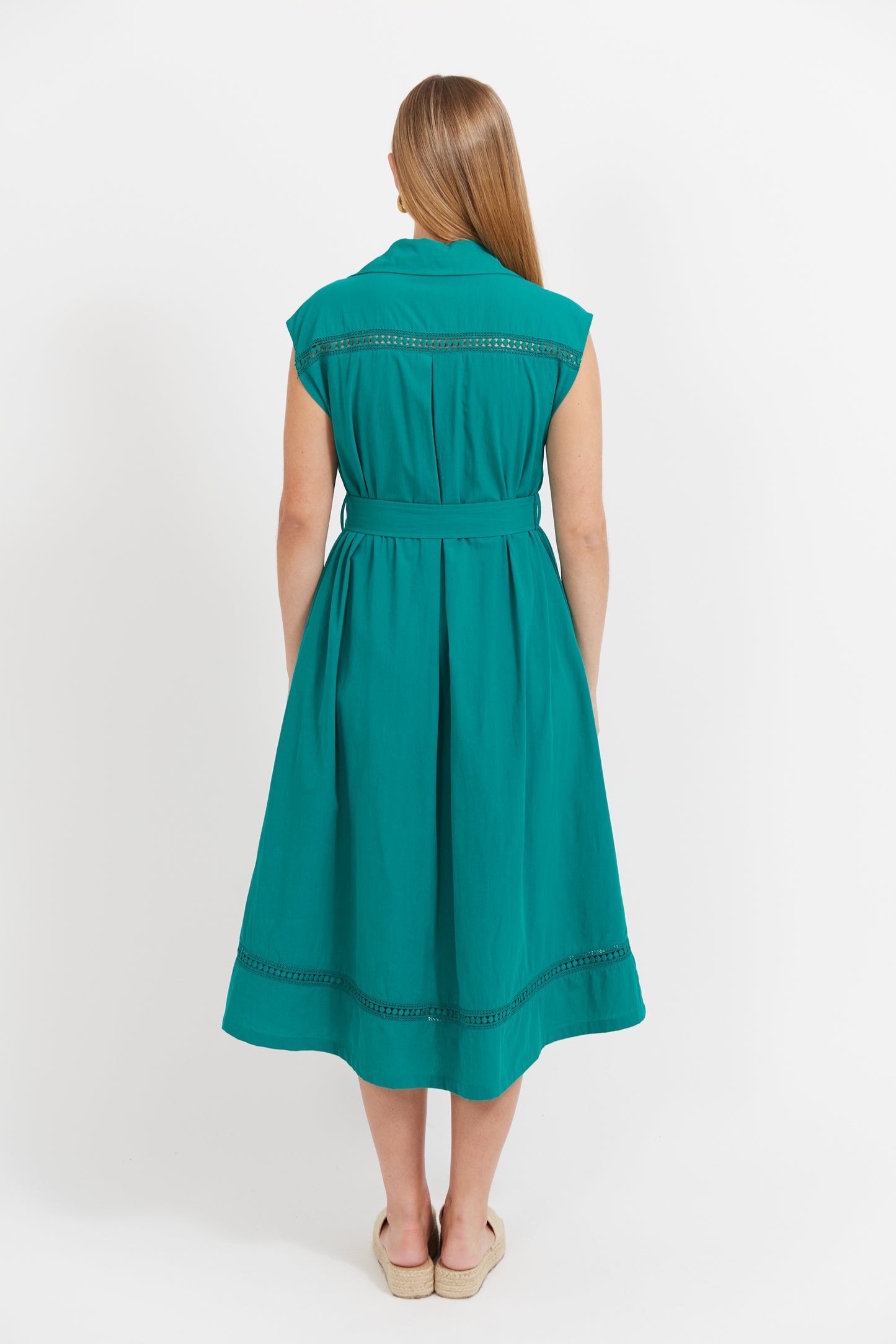 Haven - Santos Sleeveless Shirt Dress - Teal