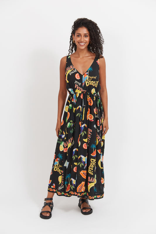 Haven - Cabana Tie Dress - Brasil Black