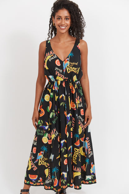 Haven - Cabana Tie Dress - Brasil Black