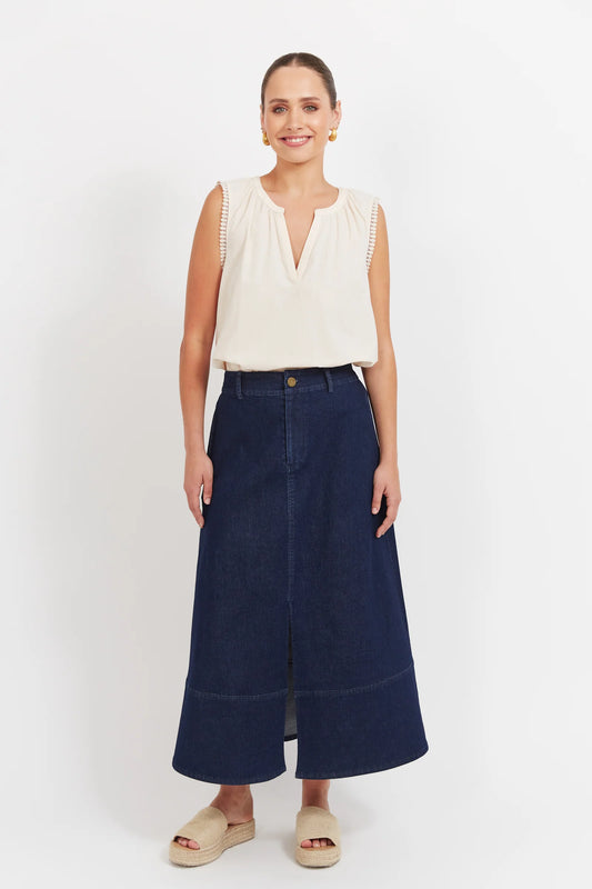 HAVEN - Panama Maxi Skirt - Indigo