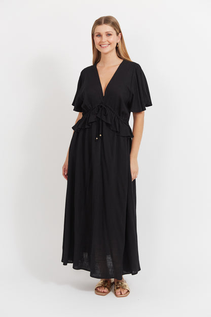 Haven - Jardin Frill Maxi - Black
