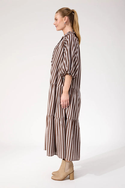 HAVEN - Monterosa Stripe Maxi Dress - Brown
