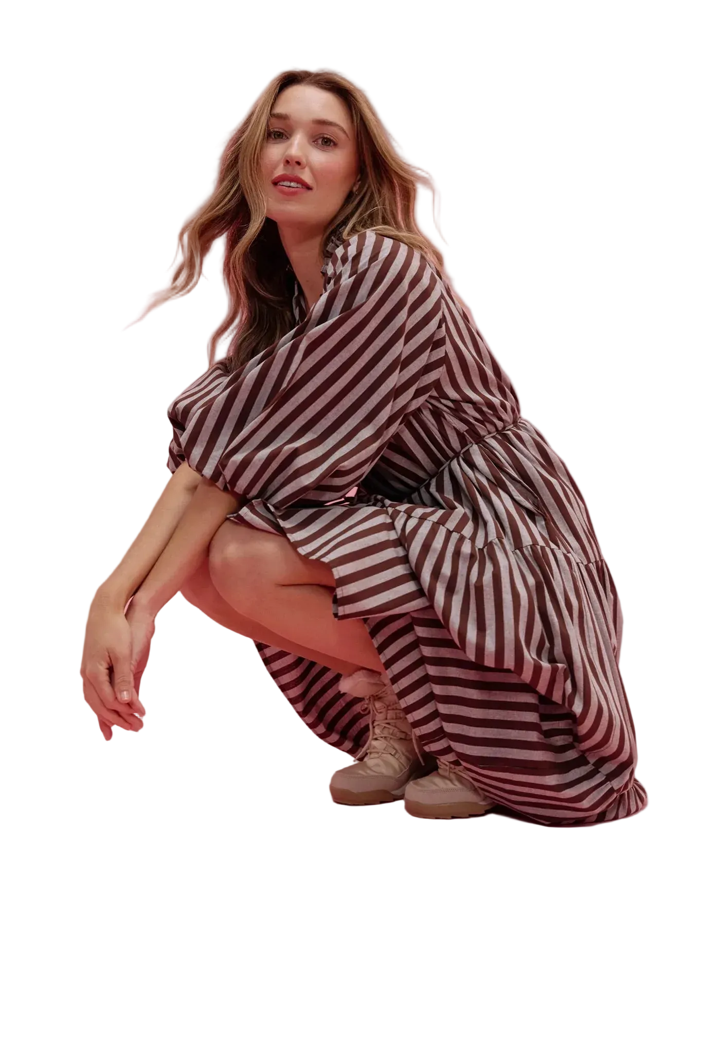 HAVEN - Monterosa Stripe Maxi Dress - Brown