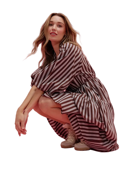 HAVEN - Monterosa Stripe Maxi Dress - Brown