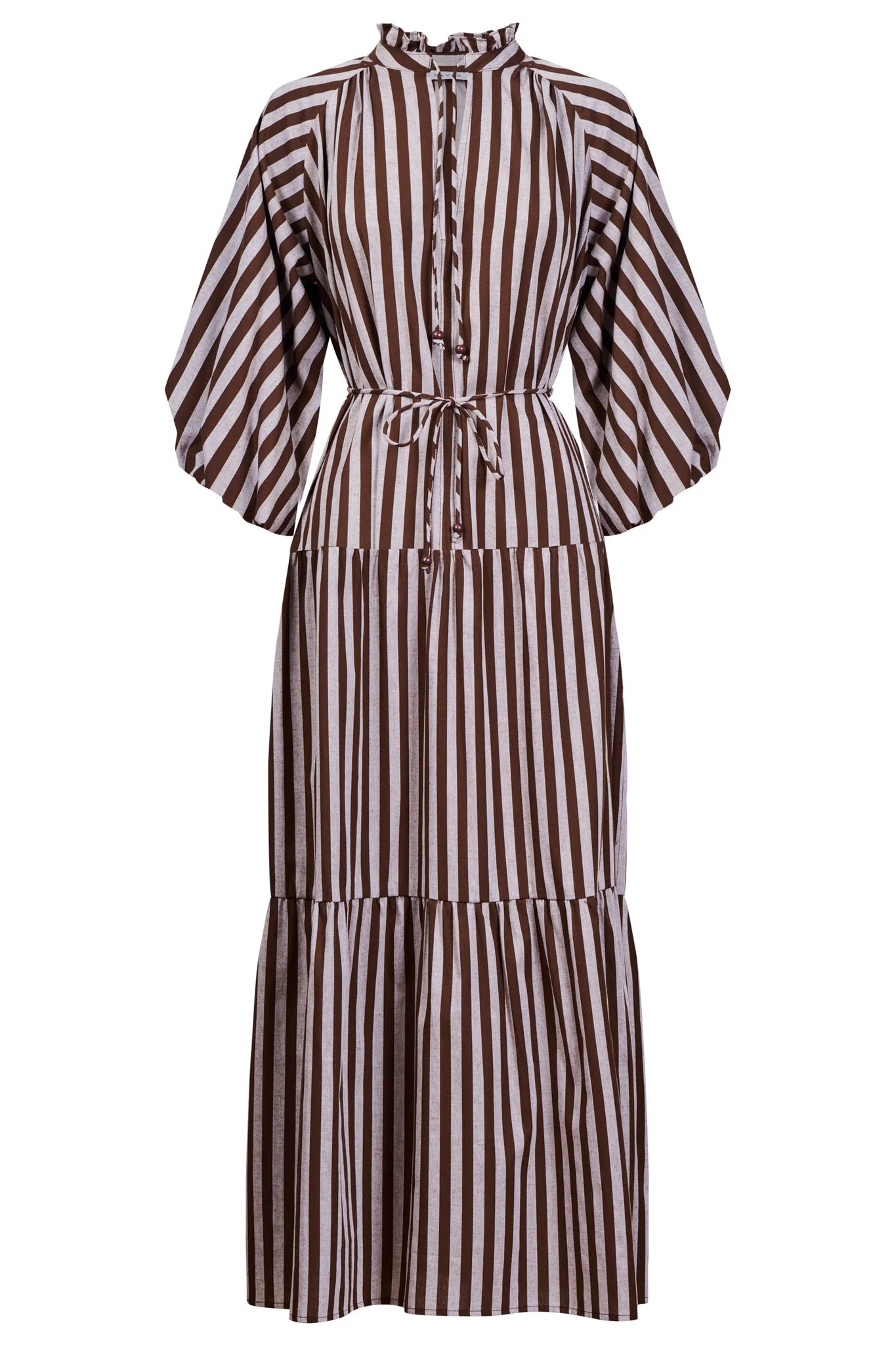 HAVEN - Monterosa Stripe Maxi Dress - Brown