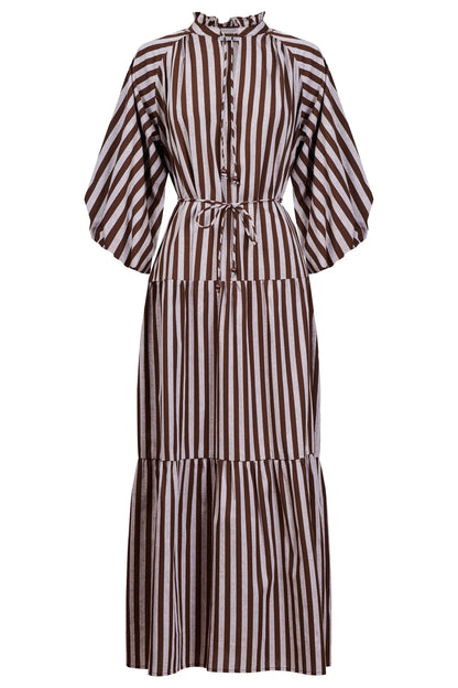 HAVEN - Monterosa Stripe Maxi Dress - Brown