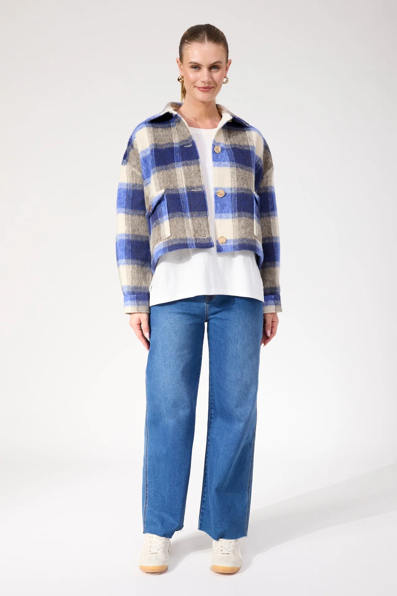 HAVEN - Fargo Cropped Jacket - Blue