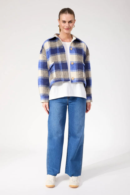 HAVEN - Fargo Cropped Jacket - Blue