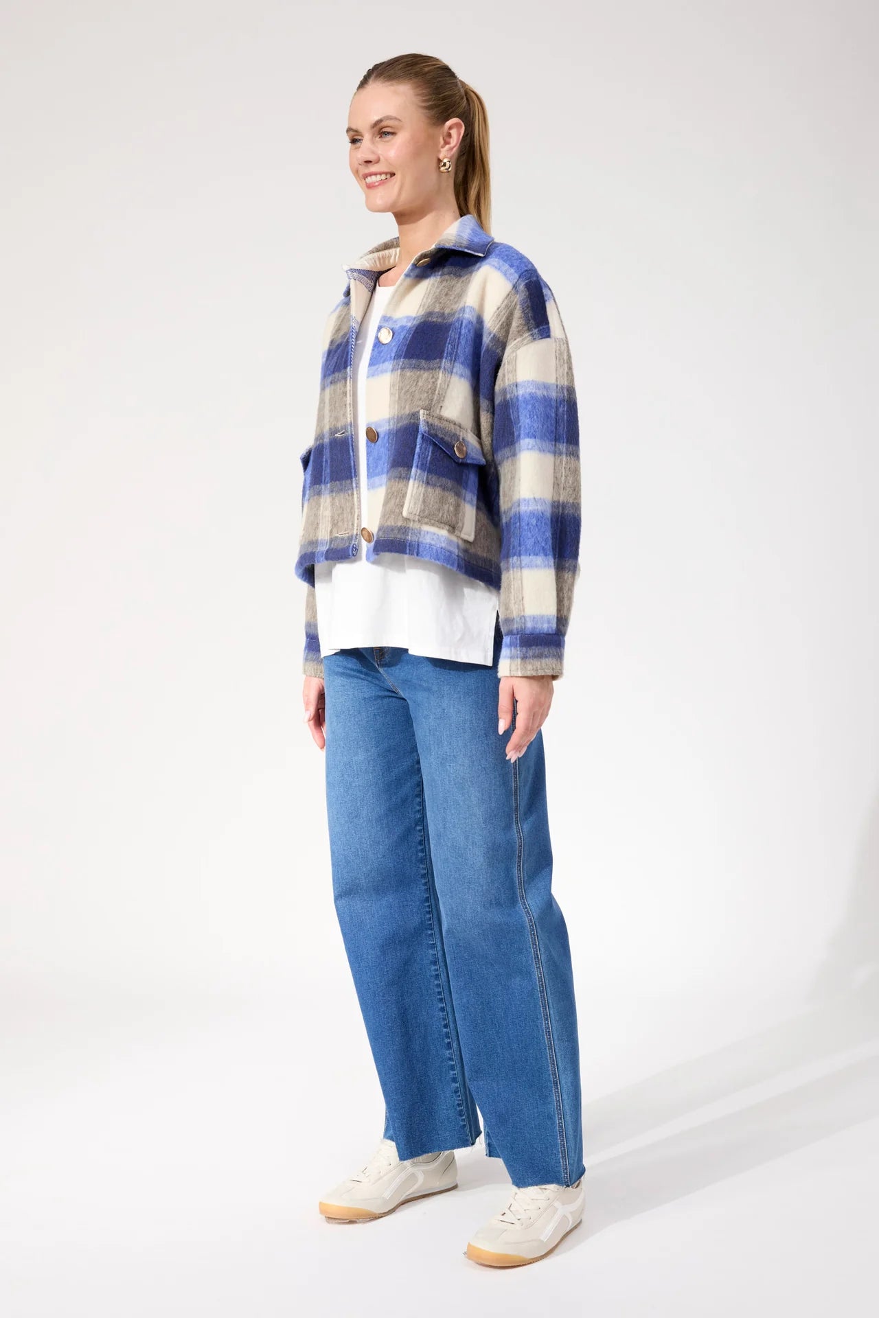 HAVEN - Fargo Cropped Jacket - Blue