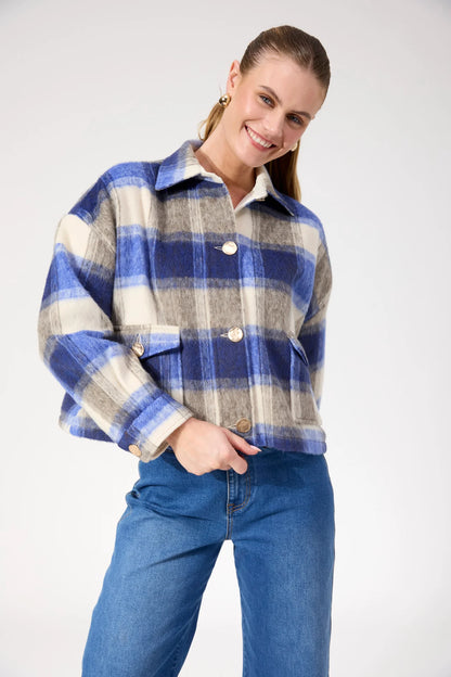 HAVEN - Fargo Cropped Jacket - Blue