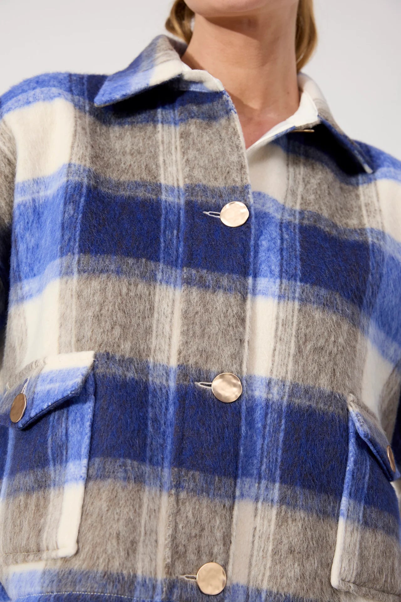 HAVEN - Fargo Cropped Jacket - Blue