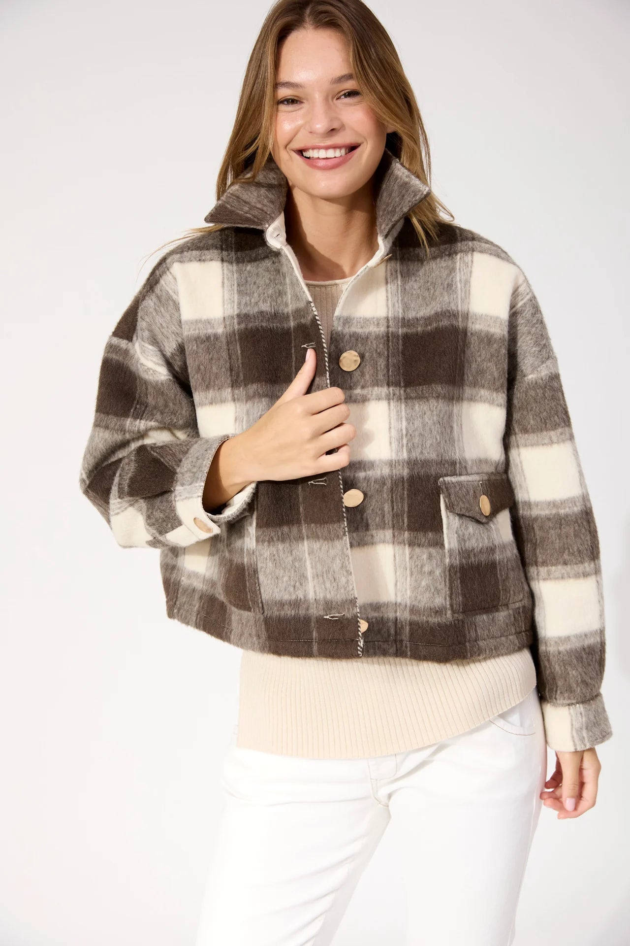 HAVEN - Fargo Cropped Jacket - Brown