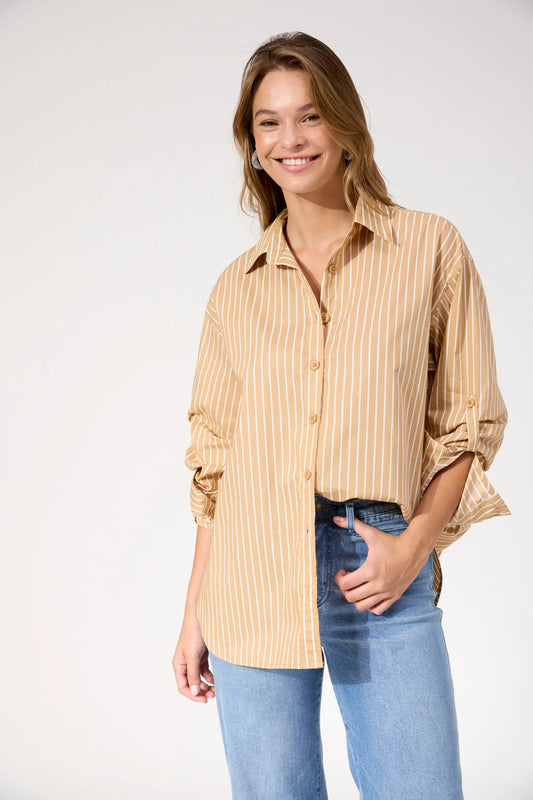 HAVEN - Fairbanks Stripe Shirt - Latte