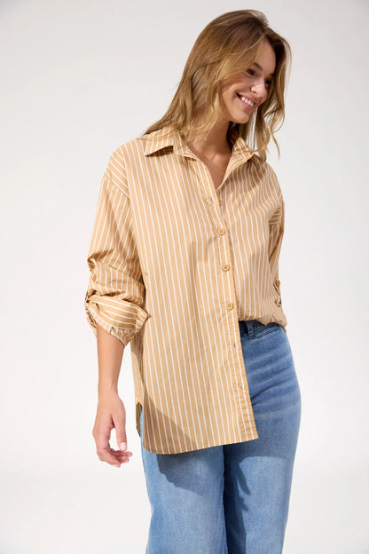 HAVEN - Fairbanks Stripe Shirt - Latte