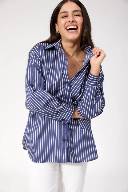 HAVEN - Fairbanks Stripe Shirt - Navy
