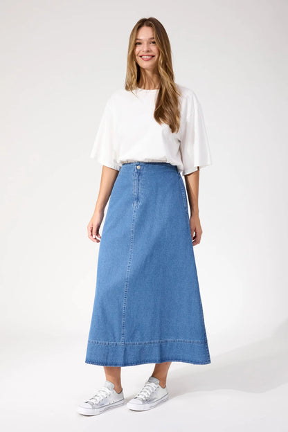 HAVEN - Denver Denim Skirt - Blue