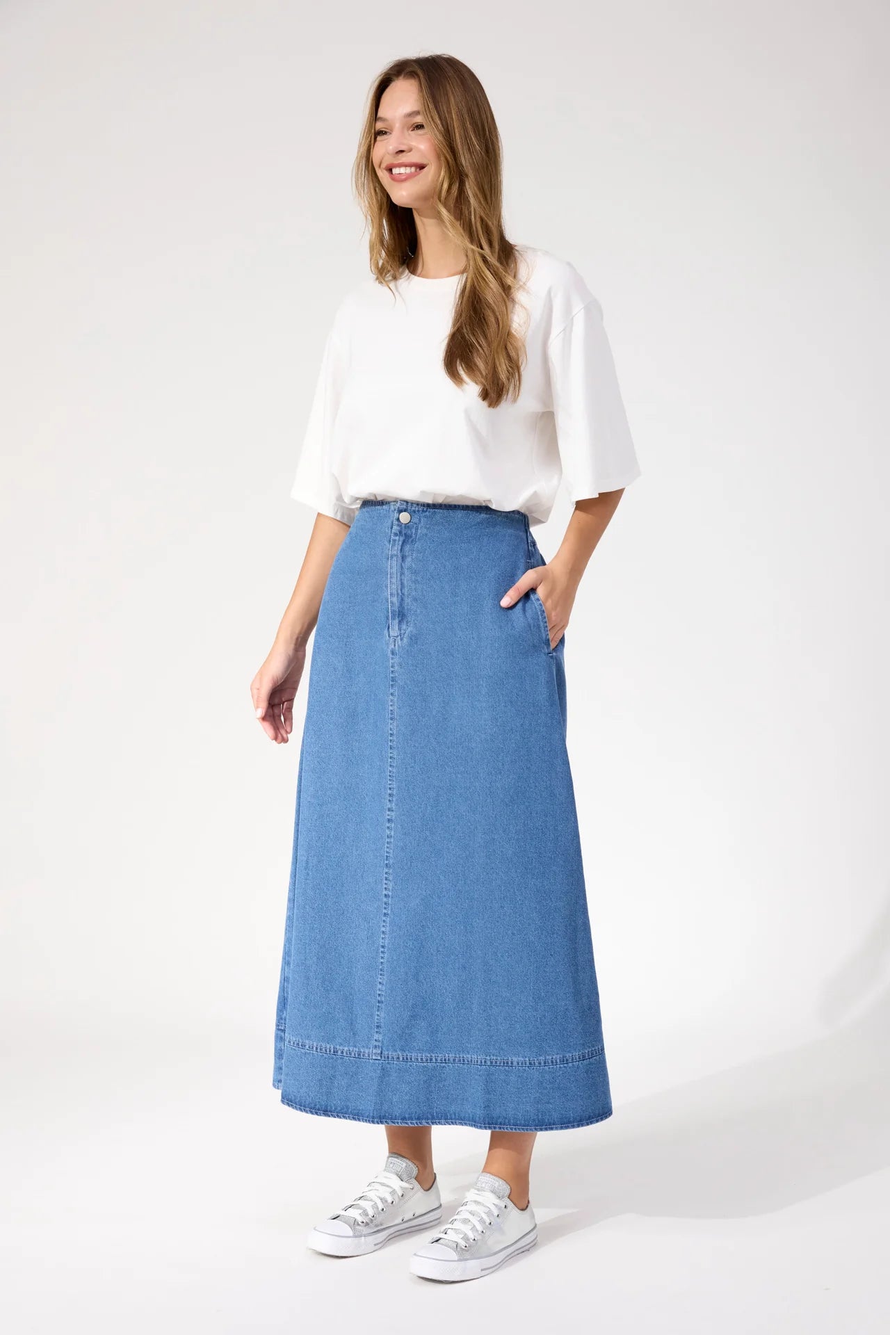 HAVEN - Denver Denim Skirt - Blue